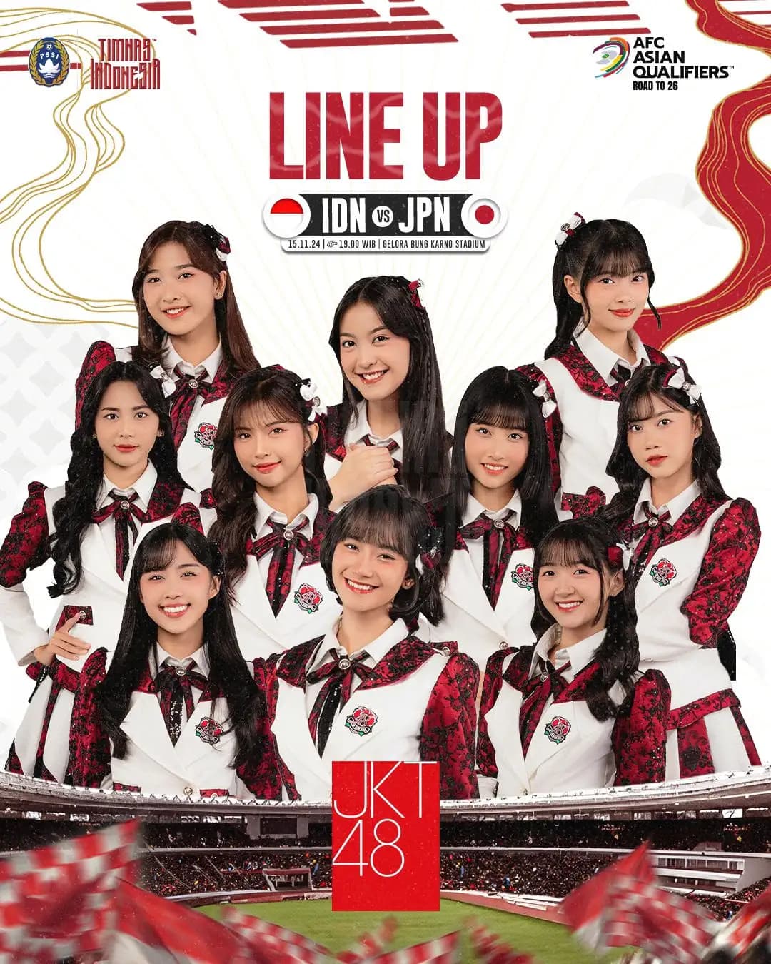 MERIAH! JKT 48 Jadi  Line Up Pertandingan Timnas Indonesia Kontra Jepang