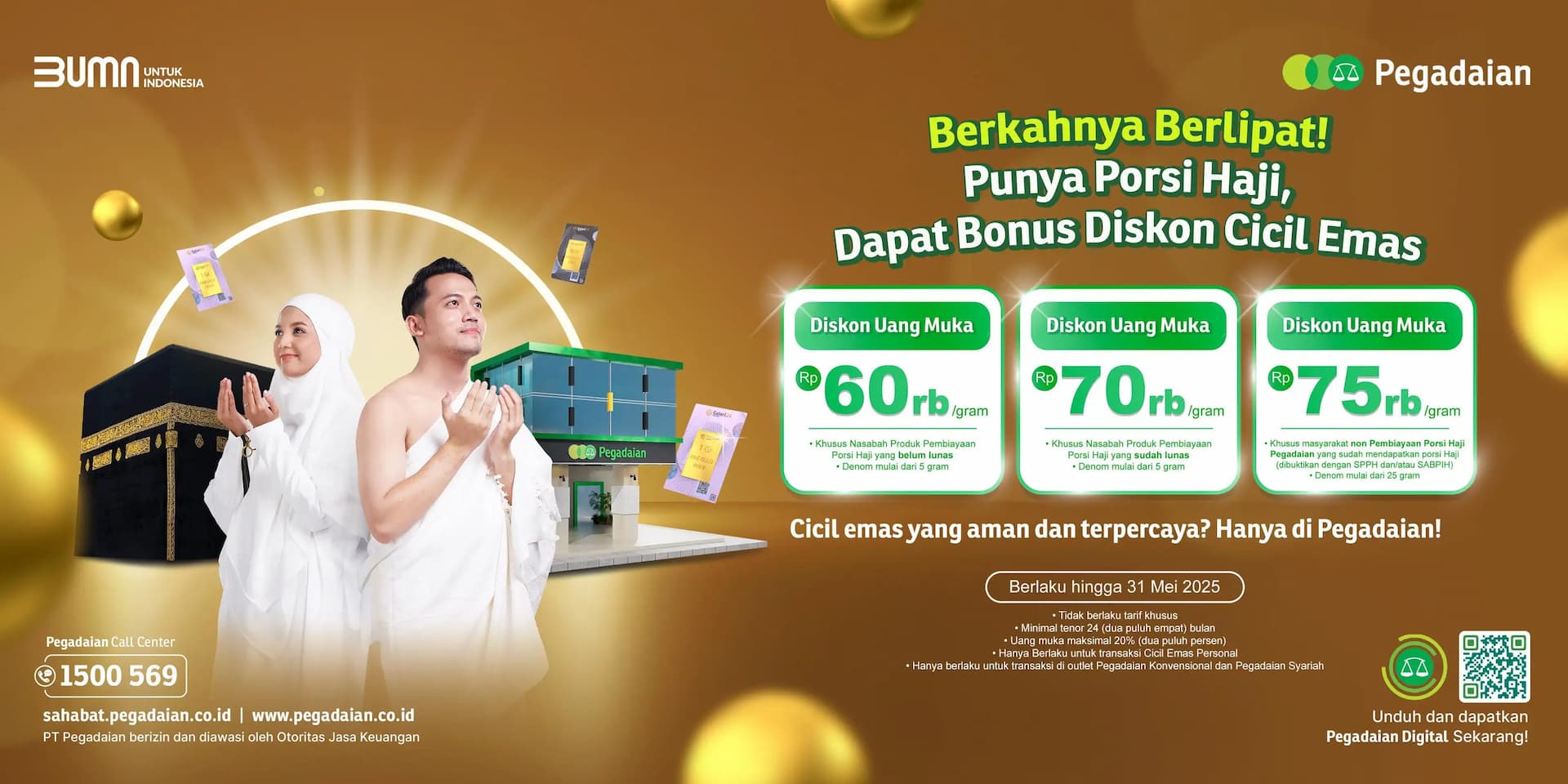 Cicil Emas di Pegadaian Diskon Uang Muka hingga Rp75 Ribu/Gram, Berlaku hingga 31 Mei