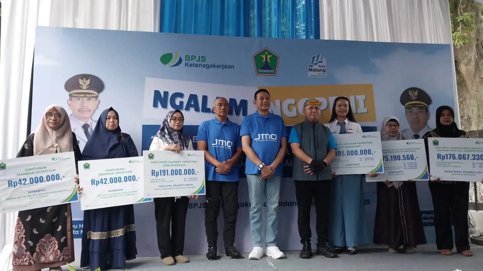 Gowes Bersama, BPJS Ketenagakerjaan Malang Gandeng Pemkot Malang Salurkan Santunan