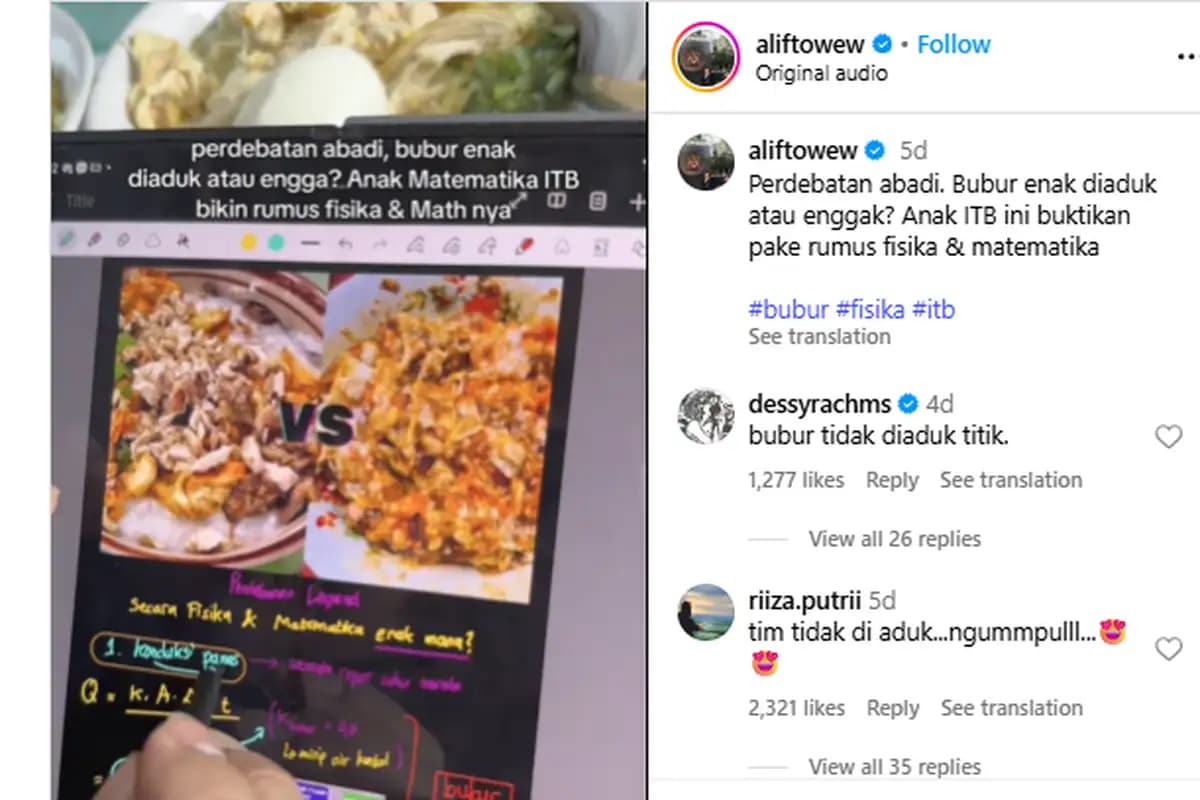 Alumni ITB Buktikan Secara Ilmiah: Bubur Lebih Enak Diaduk atau Tidak?  