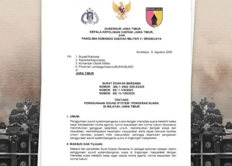 Pemprov Jatim Terbitkan Surat Edaran Bersama Batasi Penggunaan Sound System