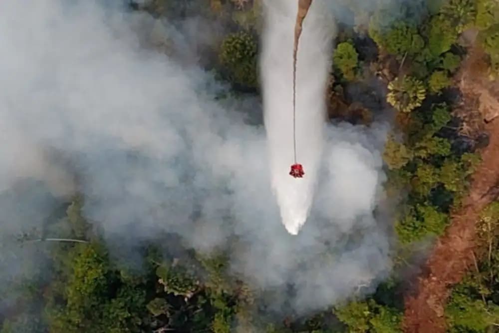 Titik Api Karhutla Kembali Muncul di Inhil, Heli Water Bombing Dikerahkan