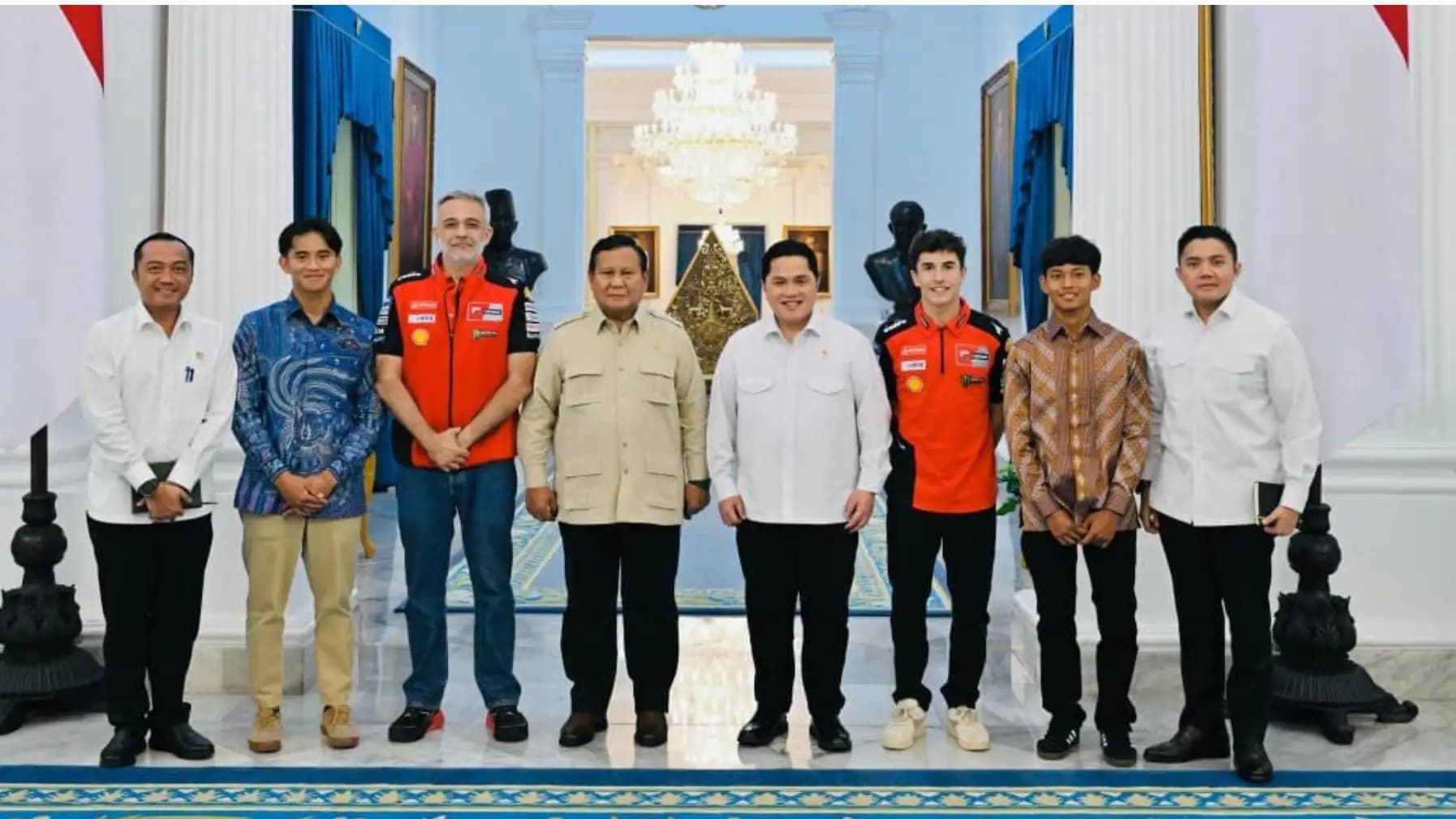Presiden Prabowo Terima Kunjungan Juara Dunia MotoGP Marc Marquez dan Dua Pembalap Muda Indonesia